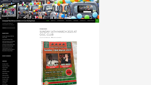 Screenshot of the Liverpool Taxi Drivers Children In Care Outing Fund website