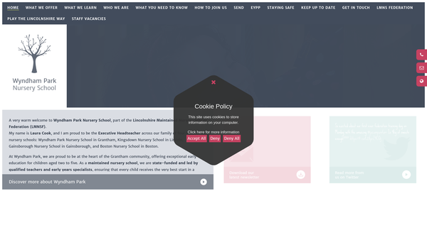 Screenshot of the Wyndham Park Nursery School Fund website