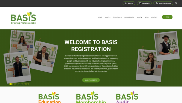 Screenshot of the Basis (Registration) Limited website