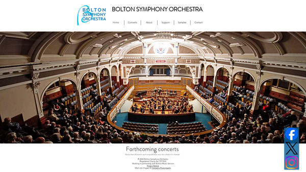 Screenshot of the Bolton Symphony Orchestra website