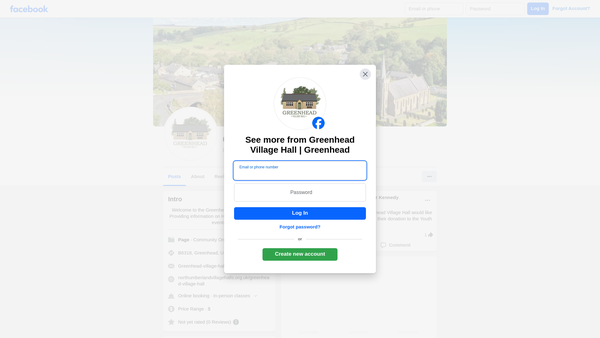 Screenshot of the Greenhead Village Hall website