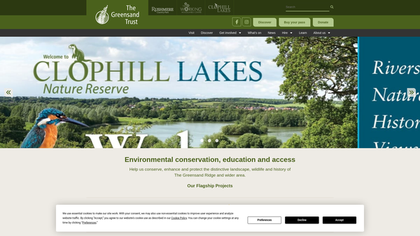 Screenshot of the The Greensand Trust website