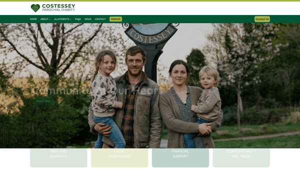Screenshot of the Costessey Parochial Charity website