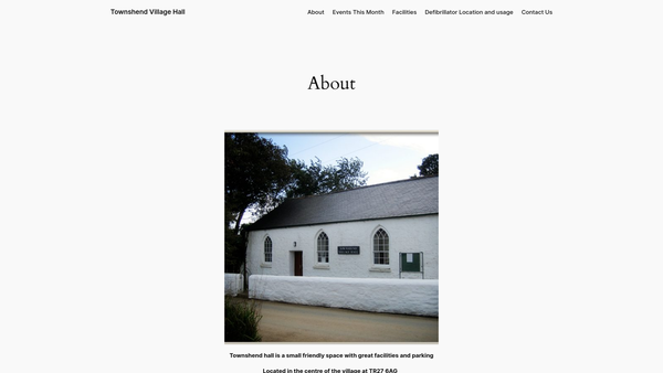 Screenshot of the Townshend Village Hall Association website