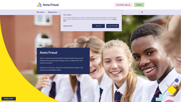 Screenshot of the The Anna Freud Centre website