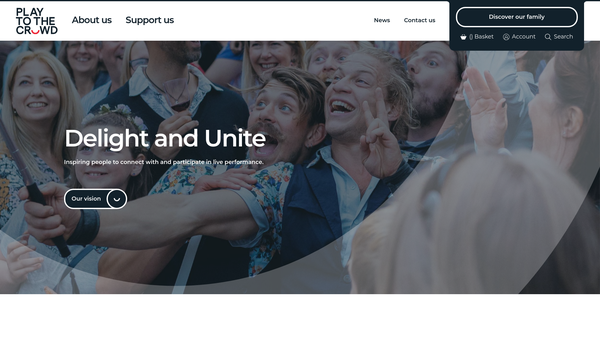 Screenshot of the Play to the Crowd website
