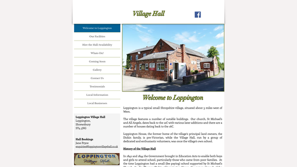 Screenshot of the Loppington Village Hall And Recreation Ground website