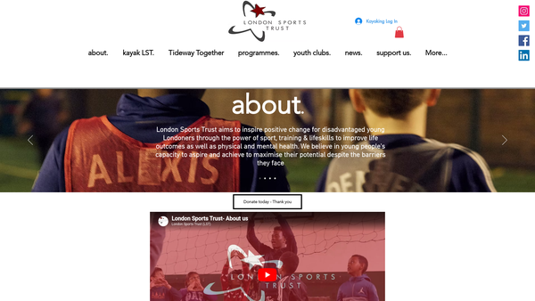 Screenshot of the The London Sports Trust website