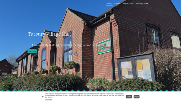 Screenshot of the Tutbury Village Hall website