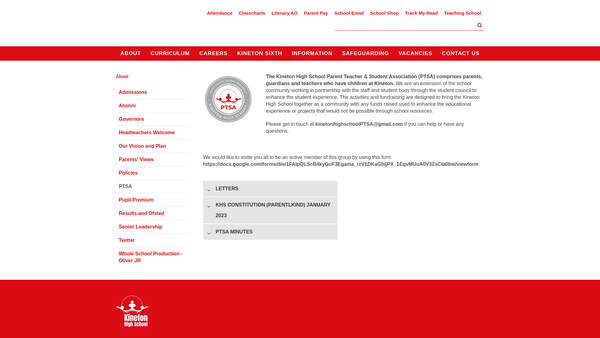 Screenshot of the Kineton High School - School Fund website