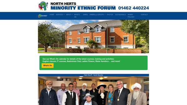 Screenshot of the North-Herts Minority Ethnic Forum website
