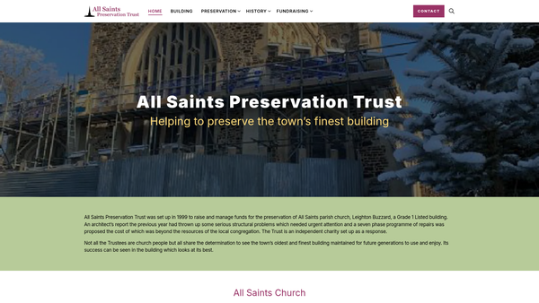 Screenshot of the All Saints Leighton Buzzard Preservation Trust website