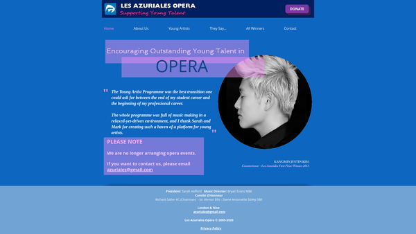 Screenshot of the Les Azuriales Opera Trust website