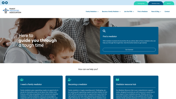 Screenshot of the Family Mediators Association website