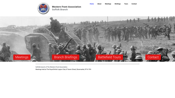 Screenshot of the The Western Front Association Suffolk Branch website
