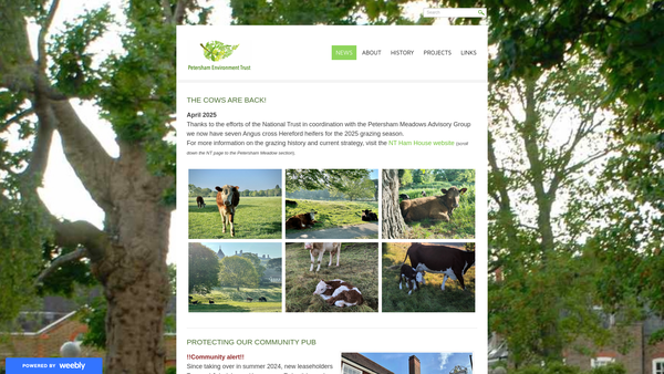 Screenshot of the Petersham Environment Trust Ltd website
