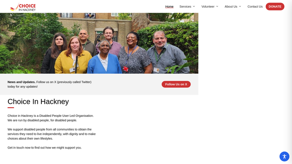 Screenshot of the Choice In Hackney website