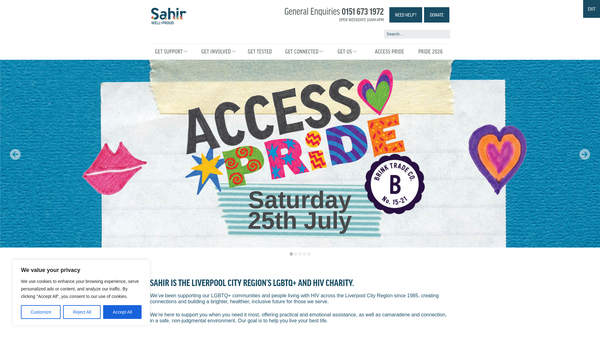 Screenshot of the Sahir House website
