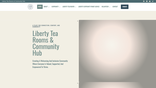 Screenshot of the Liberty Tea Rooms And Community Hub website