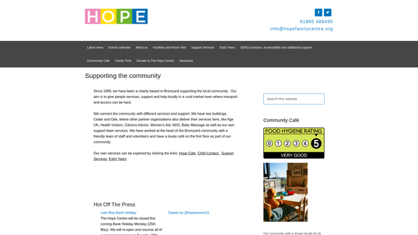 Screenshot of the Hope For Children And Their Families Limited website