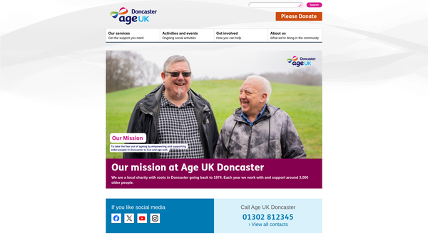 Screenshot of the Age UK Doncaster website