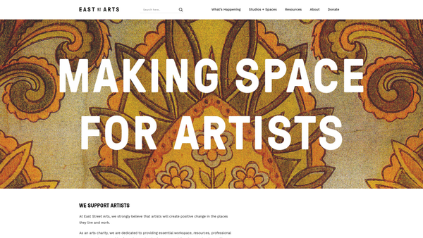 Screenshot of the East Street Arts website