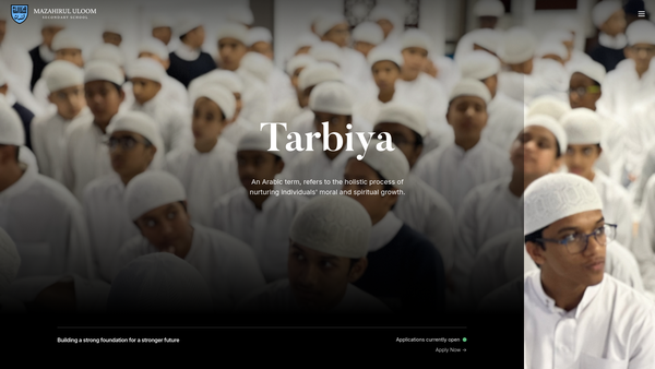 Screenshot of the Mazahirul Uloom London website