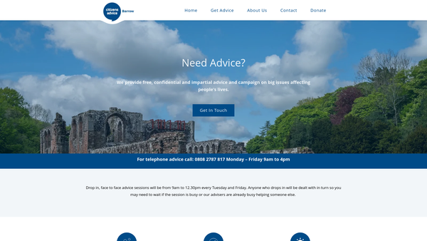 Screenshot of the Barrow Citizens Advice Bureau website