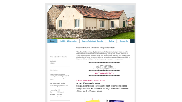 Screenshot of the Hunton And Arrathorne Village Hall website
