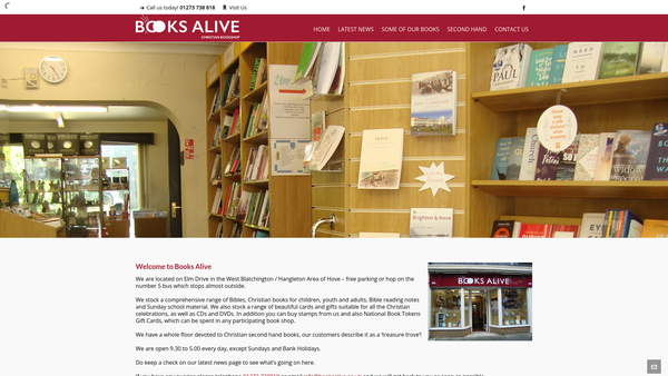 Screenshot of the Books Alive website