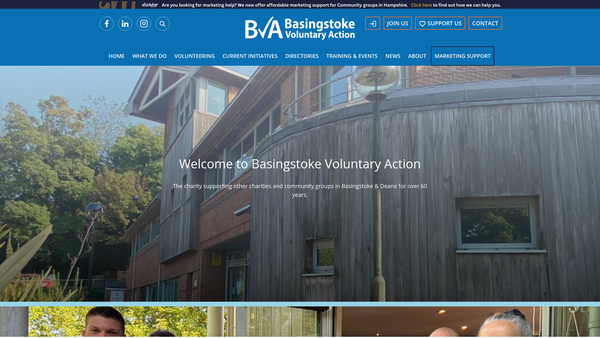Screenshot of the Basingstoke Voluntary Action website