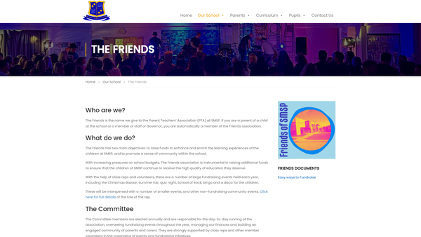 Screenshot of the The Friends Of St. Mary's And St. Peter's School website