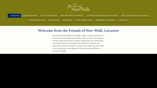 Screenshot of the Friends Of New Walk Charitable Trust website