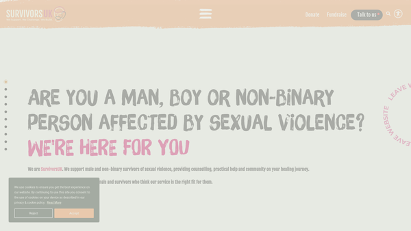 Screenshot of the SurvivorsUK website