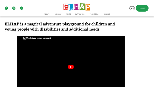 Screenshot of the Elhap website
