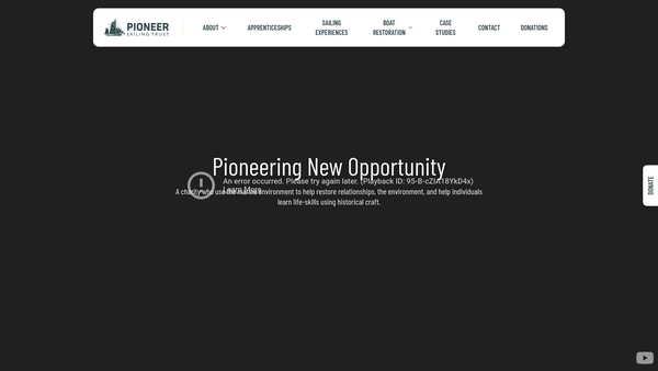 Screenshot of the The Pioneer Sailing Trust website