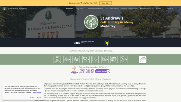 Screenshot of the Marks Tey, St. Andrews Primary School PTA website