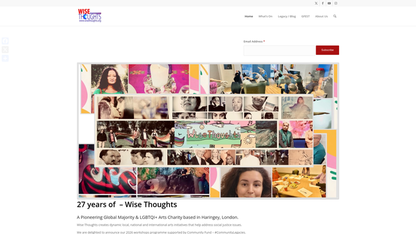 Screenshot of the Wise Thoughts website