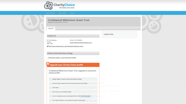 Screenshot of the Cricklewood Millennium Green Trust website