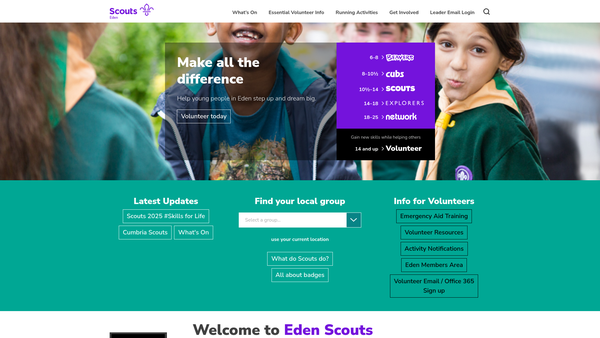 Screenshot of the 1st Westmorland Scout Group website