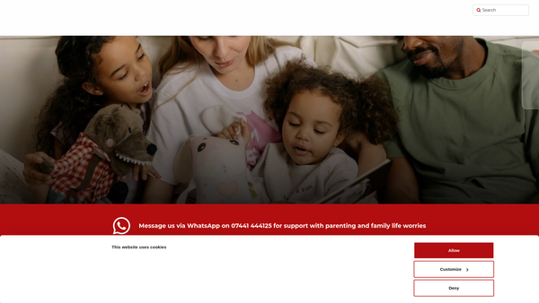 Screenshot of the Coram Family Lives website