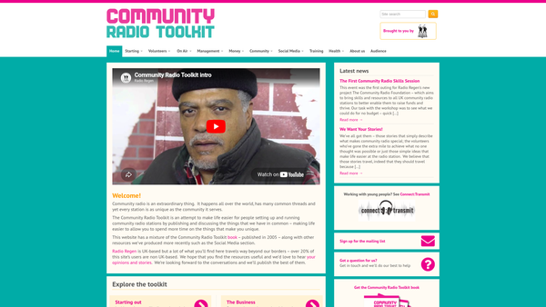 Screenshot of the Radio Regen website