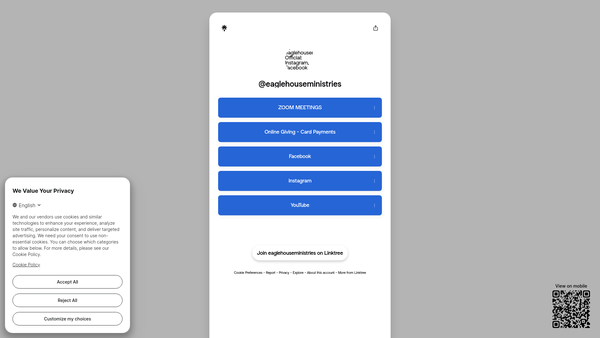 Screenshot of the Eagle Christian Fellowship website
