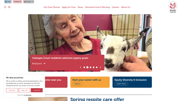 Screenshot of the Masonic Care Limited website