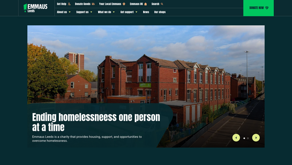 Screenshot of the Emmaus Leeds website