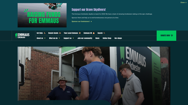 Screenshot of the Emmaus Colchester website