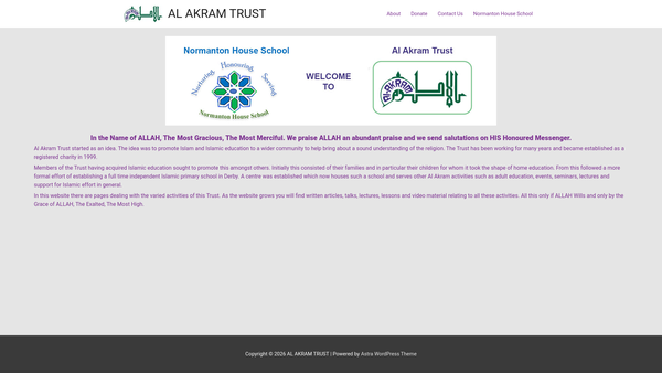 Screenshot of the Al Akram Trust website