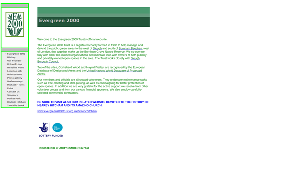 Screenshot of the Evergreen 2000 Trust website