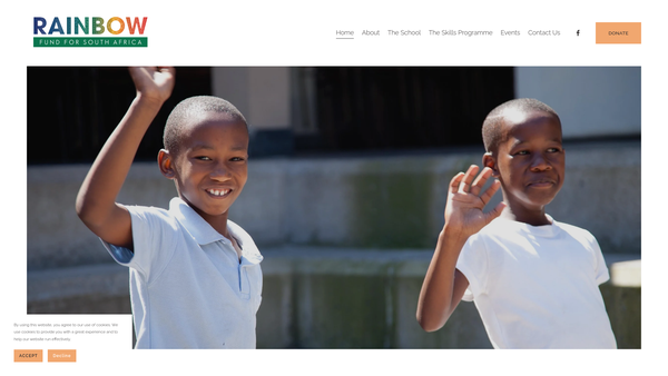 Screenshot of the Rainbow Fund For South Africa website