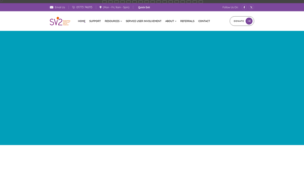 Screenshot of the Sv2 - Supporting Victims Of Sexual Violence Ltd website